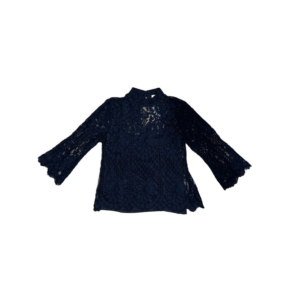 Allison Joy‎ Mock Turtleneck, Lace, NWT, Small Navy Blue #374-O - Picture 1 of 4